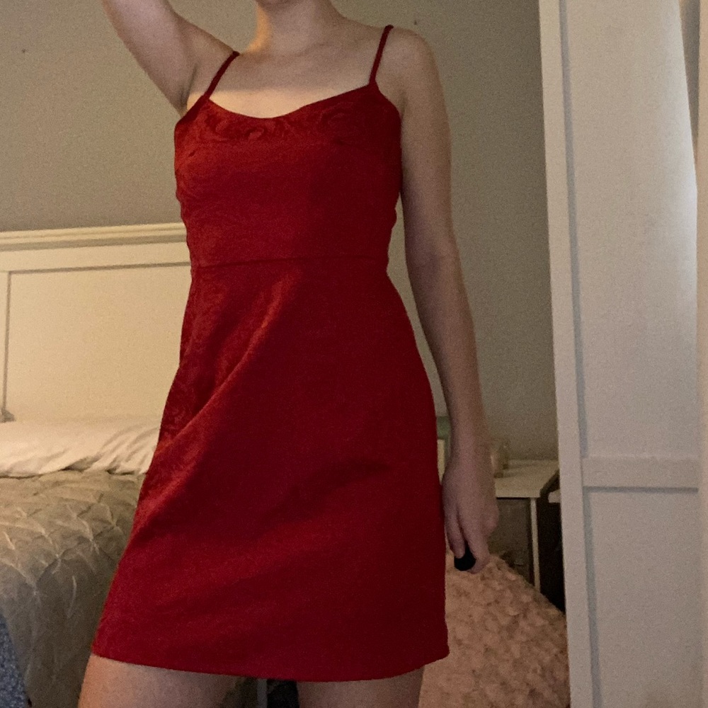 Red mini dress